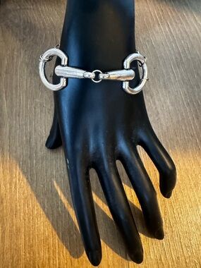 Horsebit bracelet large chunky snaffle bit buckle equestrian chain
